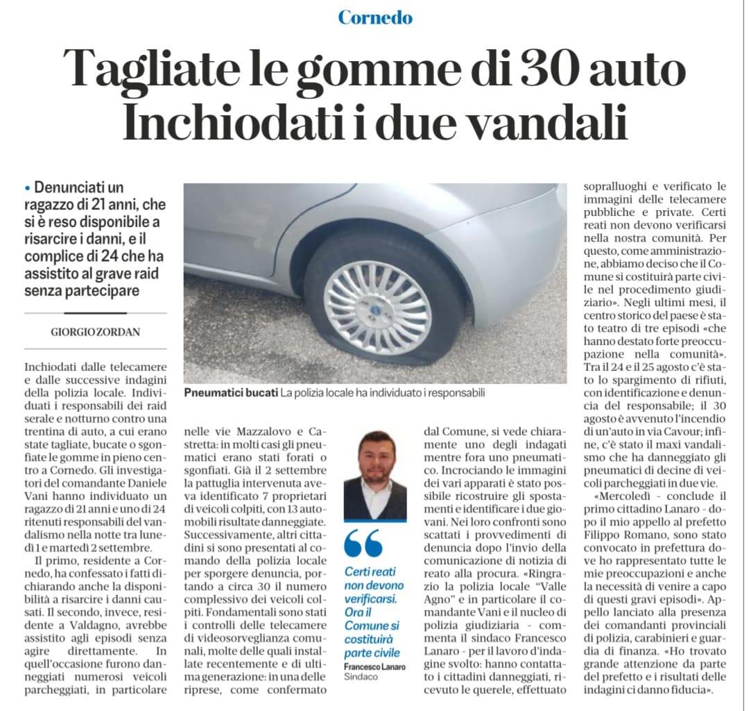 Immagine: 20250919 GDV vandali e gomme bucate CV