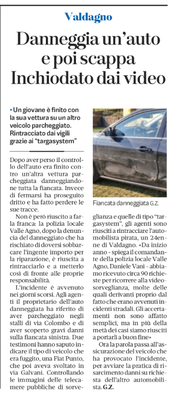 Immagine: 20251117 GDV VA danneggia auto e scappa